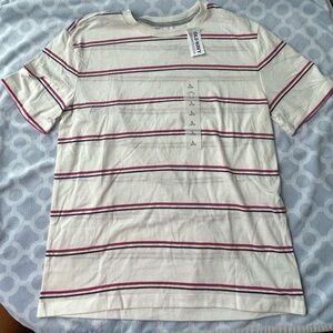 Old Navy Kids White Tee with Red and Black Stripes